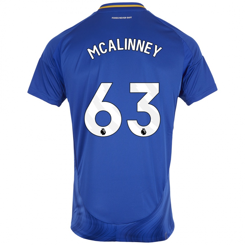 Homme Maillot Liam Mcalinney #63 Bleu Blanc Tenues Domicile 2024/25 T-Shirt Belgique