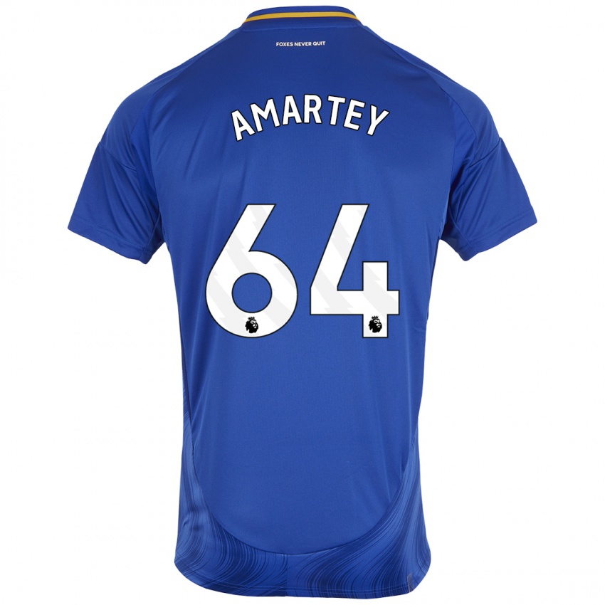 Homme Maillot Bobby Amartey #64 Bleu Blanc Tenues Domicile 2024/25 T-Shirt Belgique