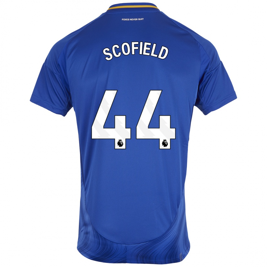 Homme Maillot Connie Scofield #44 Bleu Blanc Tenues Domicile 2024/25 T-Shirt Belgique