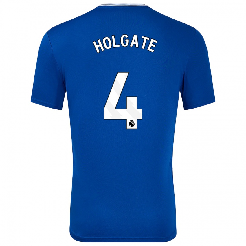 Homme Maillot Mason Holgate #4 Bleu Avec Tenues Domicile 2024/25 T-Shirt Belgique