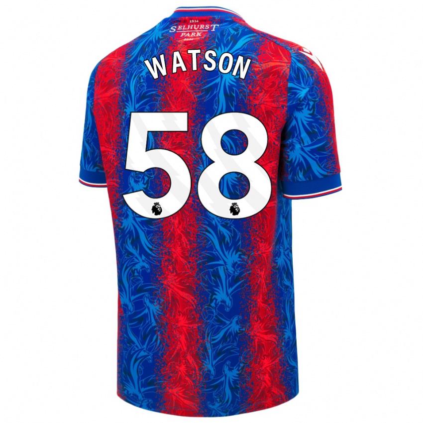 Homme Maillot Noah Watson #58 Rayures Rouges Et Bleues Tenues Domicile 2024/25 T-Shirt Belgique