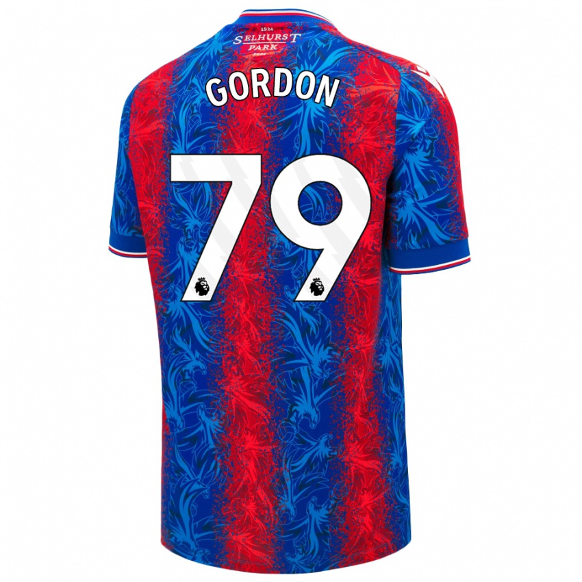 Homme Maillot John-Kymani Gordon #79 Rayures Rouges Et Bleues Tenues Domicile 2024/25 T-Shirt Belgique