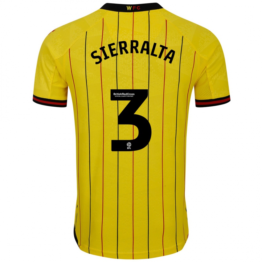 Homme Maillot Francisco Sierralta #3 Jaune Et Noir Tenues Domicile 2024/25 T-Shirt Belgique