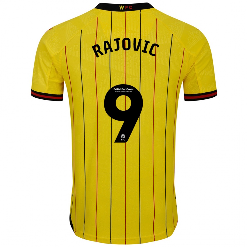 Homme Maillot Mileta Rajovic #9 Jaune Et Noir Tenues Domicile 2024/25 T-Shirt Belgique