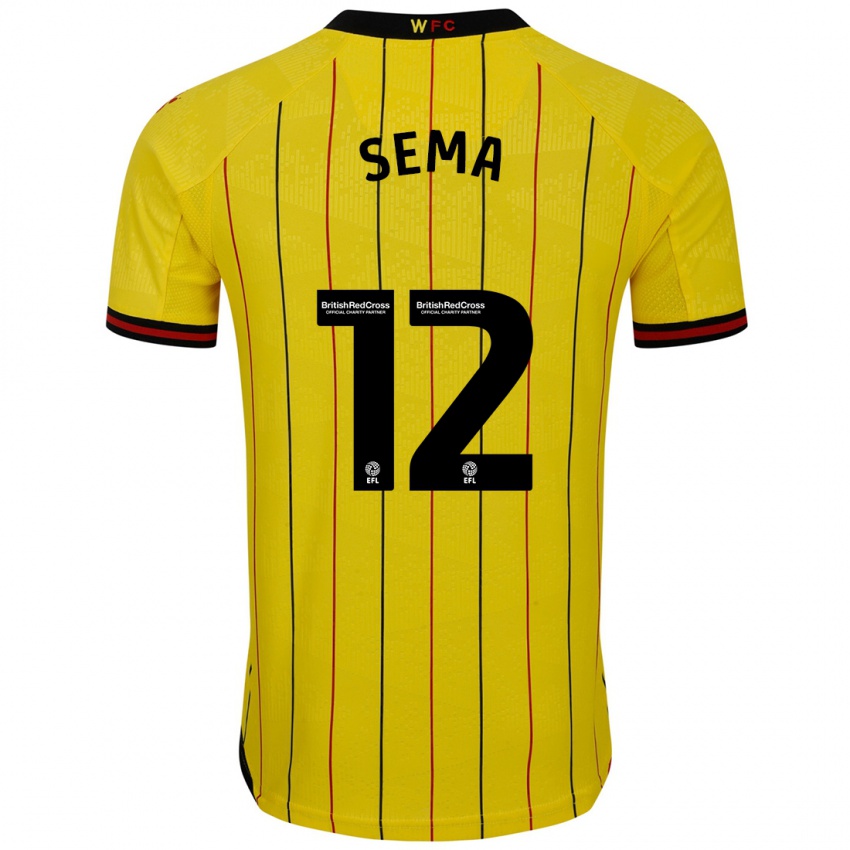 Homme Maillot Ken Sema #12 Jaune Et Noir Tenues Domicile 2024/25 T-Shirt Belgique