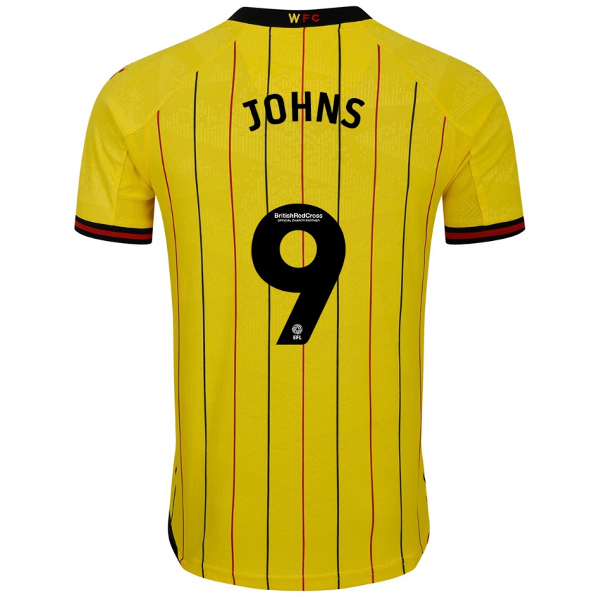 Homme Maillot Carly Johns #9 Jaune Et Noir Tenues Domicile 2024/25 T-Shirt Belgique