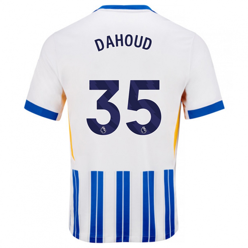 Herren Mahmoud Dahoud #35 Weiß Blaue Nadelstreifen Heimtrikot Trikot 2024/25 T-Shirt Belgien