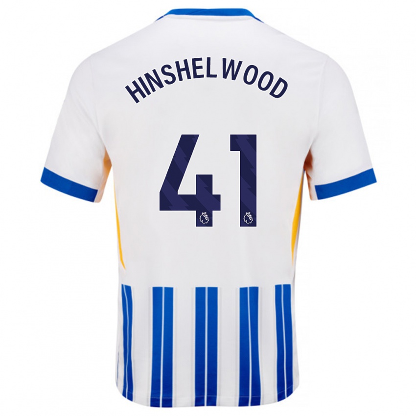 Homme Maillot Jack Hinshelwood #41 Blanc Bleu À Rayures Fines Tenues Domicile 2024/25 T-Shirt Belgique