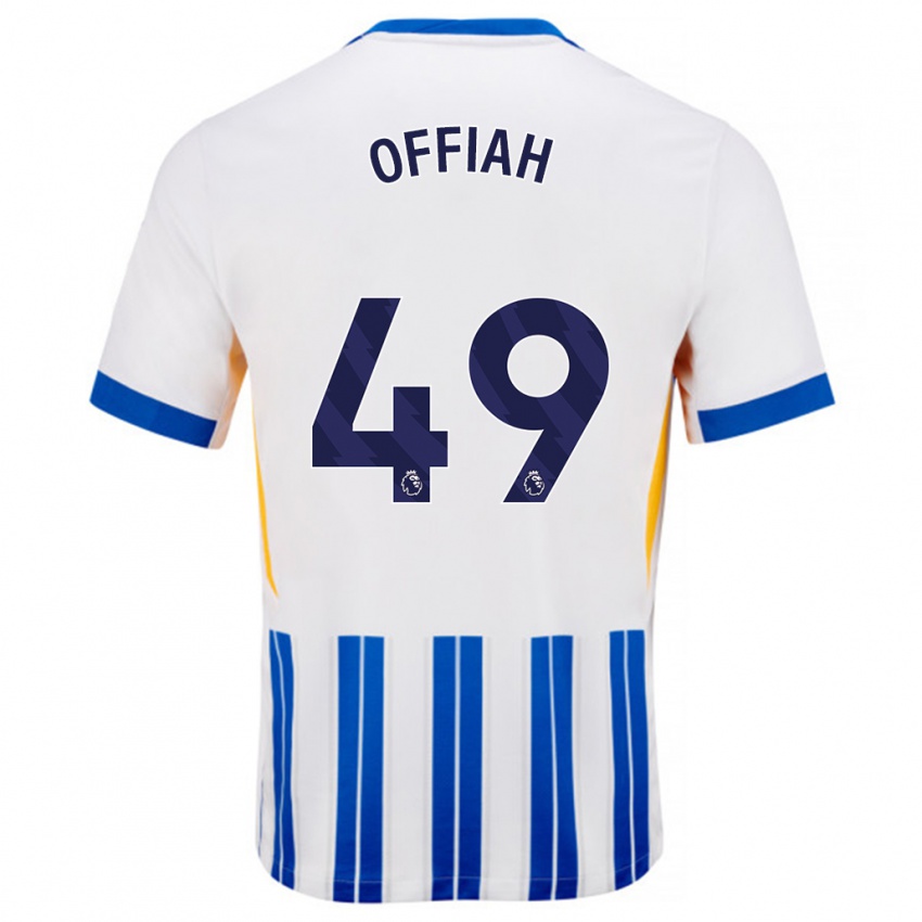 Herren Odel Offiah #49 Weiß Blaue Nadelstreifen Heimtrikot Trikot 2024/25 T-Shirt Belgien