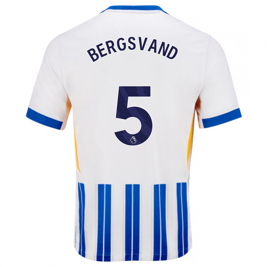 Homme Maillot Guro Bergsvand #5 Blanc Bleu À Rayures Fines Tenues Domicile 2024/25 T-Shirt Belgique