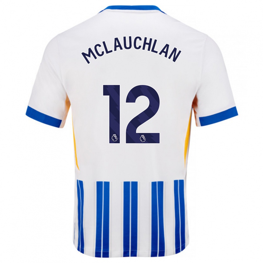 Homme Maillot Rachel Mclauchlan #12 Blanc Bleu À Rayures Fines Tenues Domicile 2024/25 T-Shirt Belgique