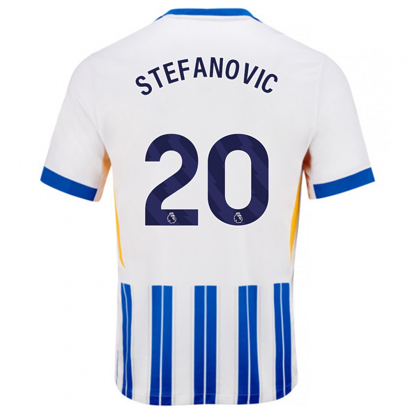 Herren Dejana Stefanović #20 Weiß Blaue Nadelstreifen Heimtrikot Trikot 2024/25 T-Shirt Belgien