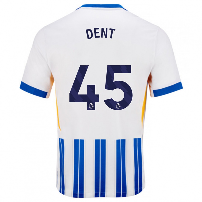 Herren Lily Dent #45 Weiß Blaue Nadelstreifen Heimtrikot Trikot 2024/25 T-Shirt Belgien