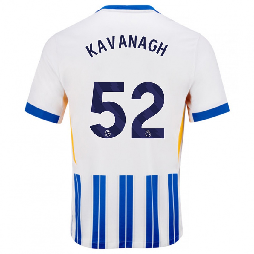 Homme Maillot Leigh Kavanagh #52 Blanc Bleu À Rayures Fines Tenues Domicile 2024/25 T-Shirt Belgique