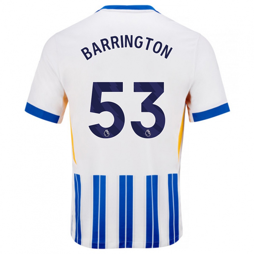 Homme Maillot Luca Barrington #53 Blanc Bleu À Rayures Fines Tenues Domicile 2024/25 T-Shirt Belgique