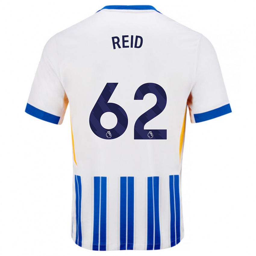 Homme Maillot Tommy Reid #62 Blanc Bleu À Rayures Fines Tenues Domicile 2024/25 T-Shirt Belgique