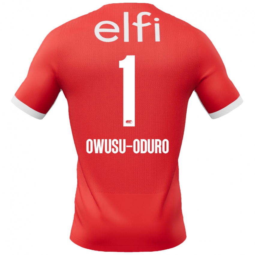 Homme Maillot Rome Jayden Owusu-Oduro #1 Rouge Blanc Tenues Domicile 2024/25 T-Shirt Belgique