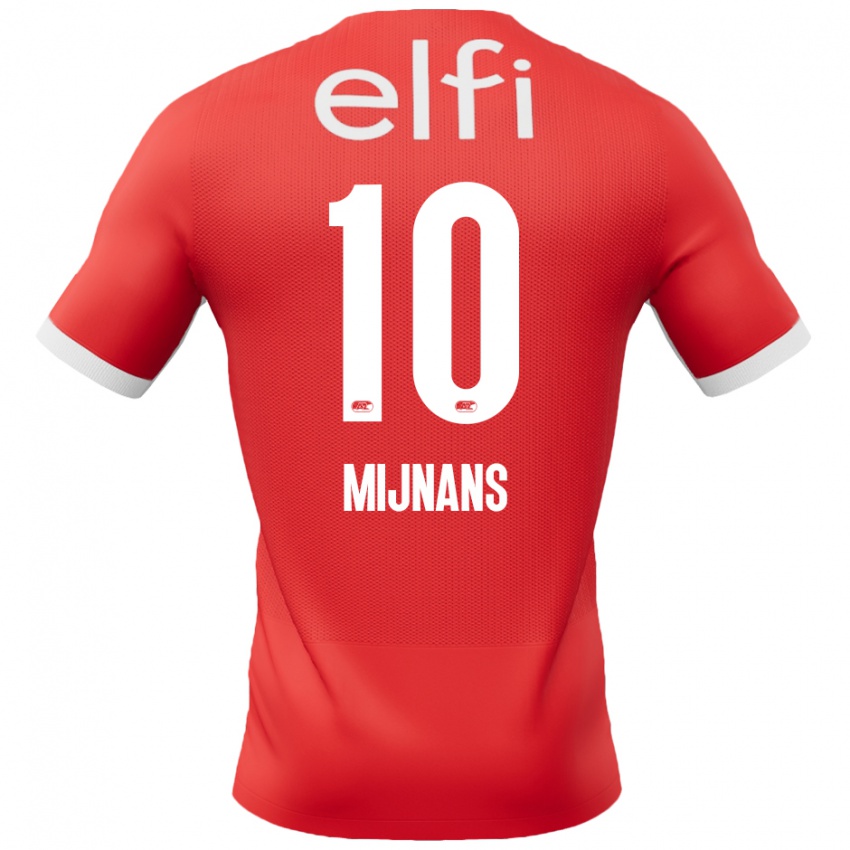 Homme Maillot Sven Mijnans #10 Rouge Blanc Tenues Domicile 2024/25 T-Shirt Belgique