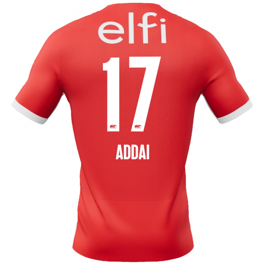 Homme Maillot Jayden Addai #17 Rouge Blanc Tenues Domicile 2024/25 T-Shirt Belgique