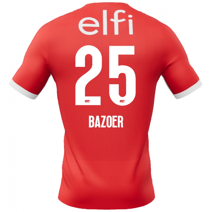 Homme Maillot Riechedly Bazoer #25 Rouge Blanc Tenues Domicile 2024/25 T-Shirt Belgique