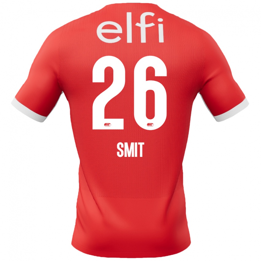 Homme Maillot Kees Smit #26 Rouge Blanc Tenues Domicile 2024/25 T-Shirt Belgique