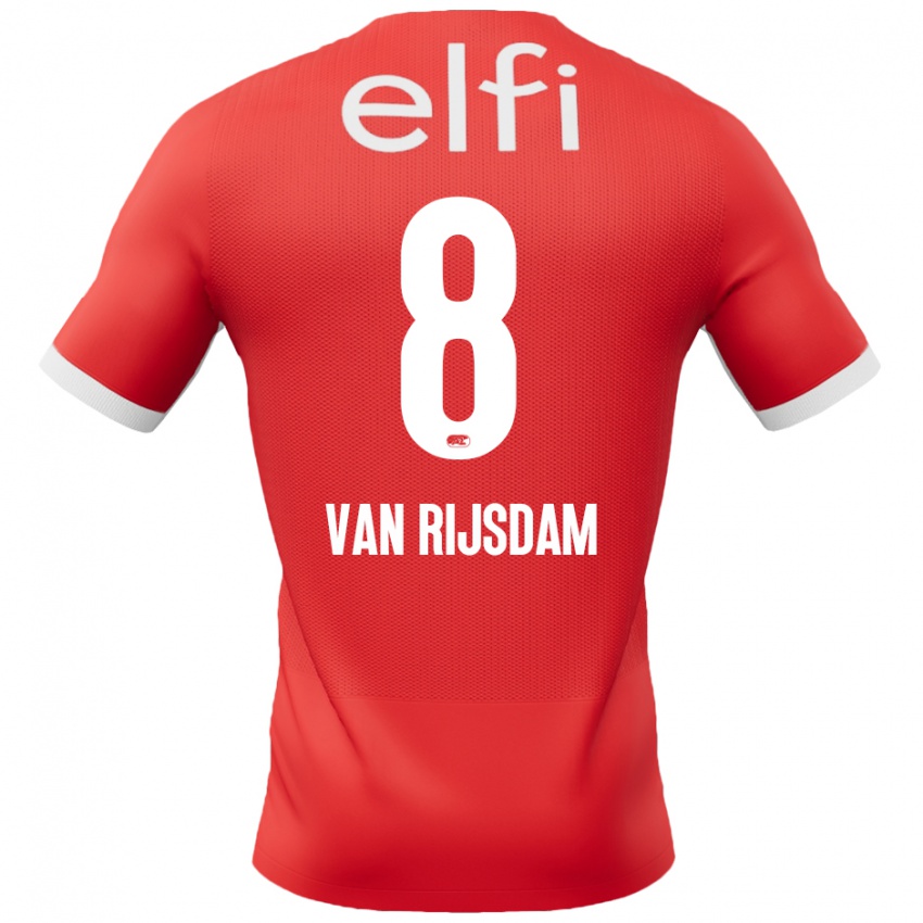 Homme Maillot Julian Van Rijsdam #8 Rouge Blanc Tenues Domicile 2024/25 T-Shirt Belgique