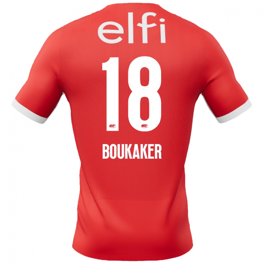 Homme Maillot Romaissa Boukaker #18 Rouge Blanc Tenues Domicile 2024/25 T-Shirt Belgique