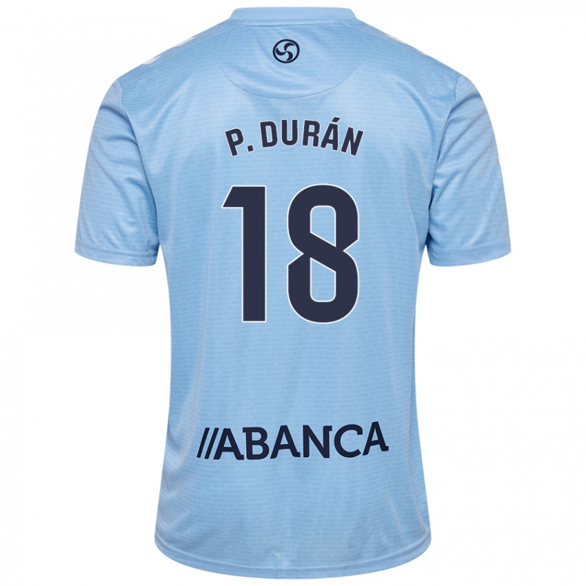 Homme Maillot Pablo Durán #18 Bleu Ciel Tenues Domicile 2024/25 T-Shirt Belgique