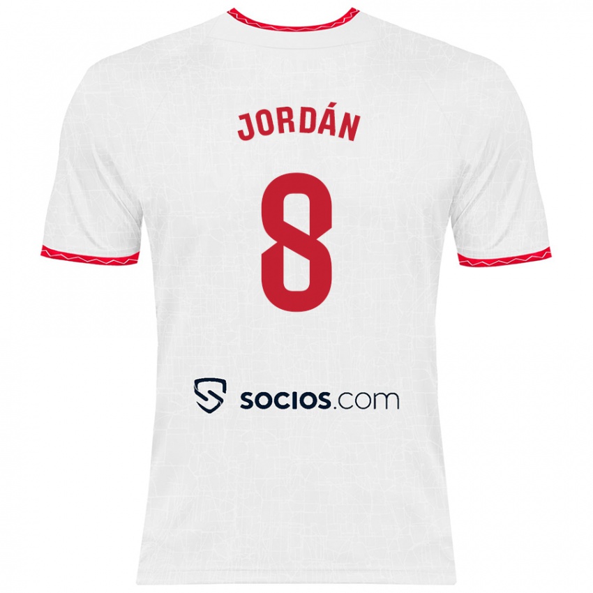 Herren Joan Jordán #8 Weiß Rot Heimtrikot Trikot 2024/25 T-Shirt Belgien