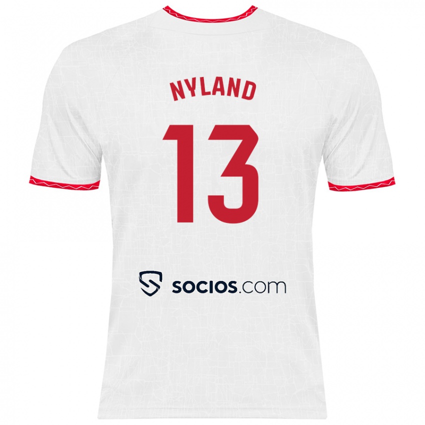 Herren Ørjan Nyland #13 Weiß Rot Heimtrikot Trikot 2024/25 T-Shirt Belgien