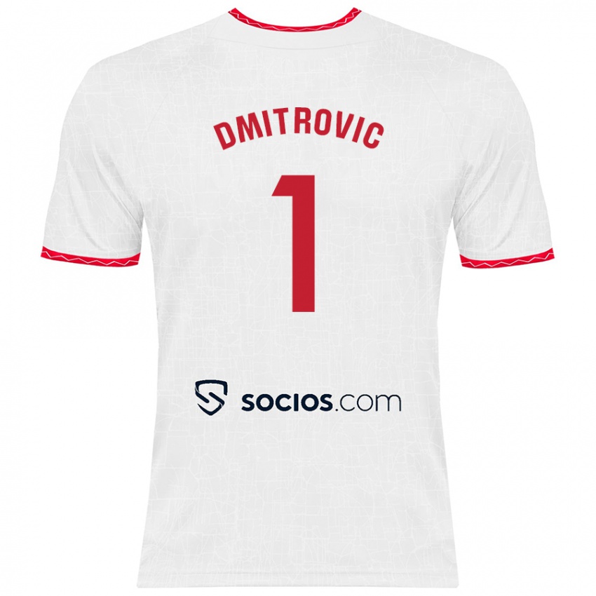 Homme Maillot Marko Dmitrovic #1 Blanc Rouge Tenues Domicile 2024/25 T-Shirt Belgique