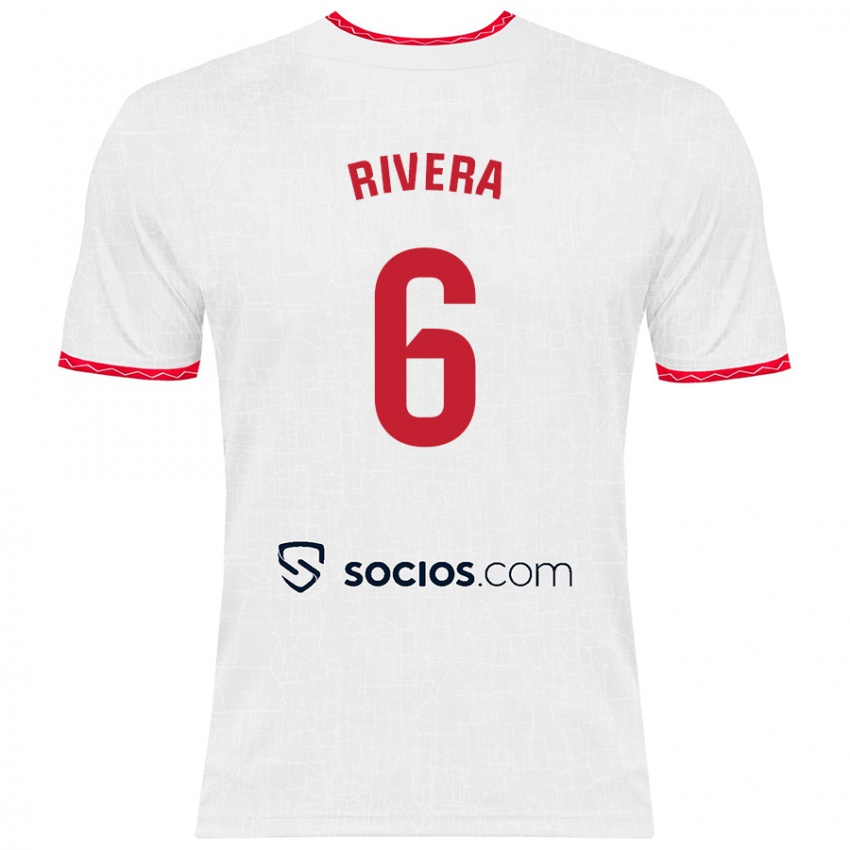 Herren Pablo Rivera #6 Weiß Rot Heimtrikot Trikot 2024/25 T-Shirt Belgien