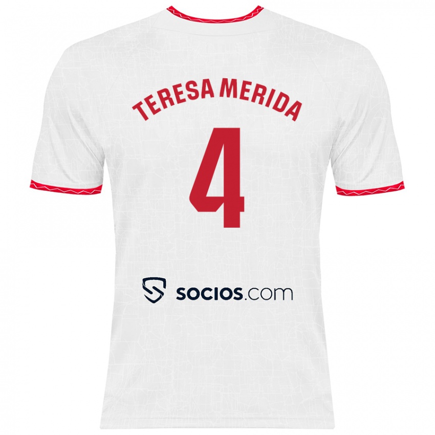 Herren Teresa Merida #4 Weiß Rot Heimtrikot Trikot 2024/25 T-Shirt Belgien