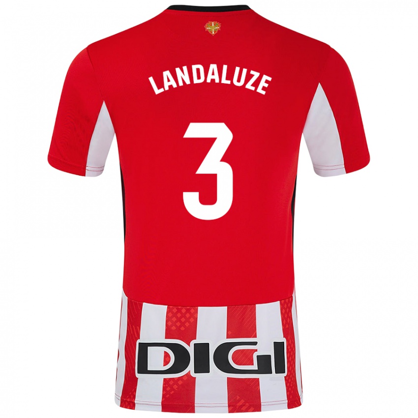 Homme Maillot Naia Landaluze Marquínez #3 Rouge Blanc Tenues Domicile 2024/25 T-Shirt Belgique