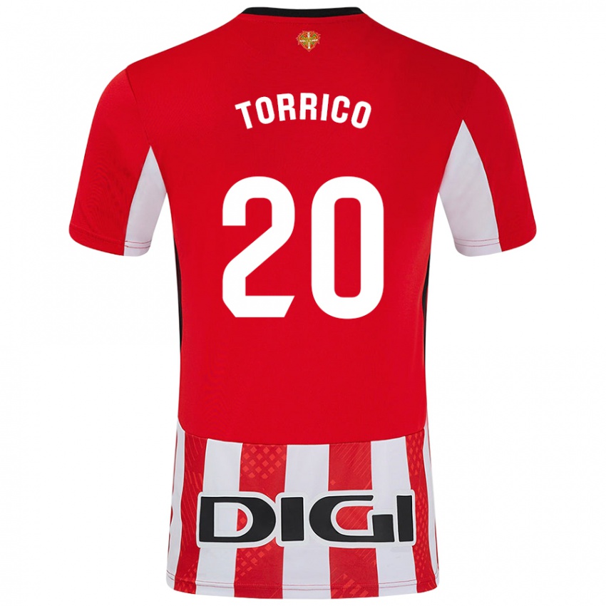 Homme Maillot Aitor Torrico #20 Rouge Blanc Tenues Domicile 2024/25 T-Shirt Belgique