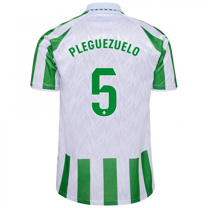 Heren Xavi Pleguezuelo #5 Groen Witte Strepen Thuisshirt Thuistenue 2024/25 T-Shirt België