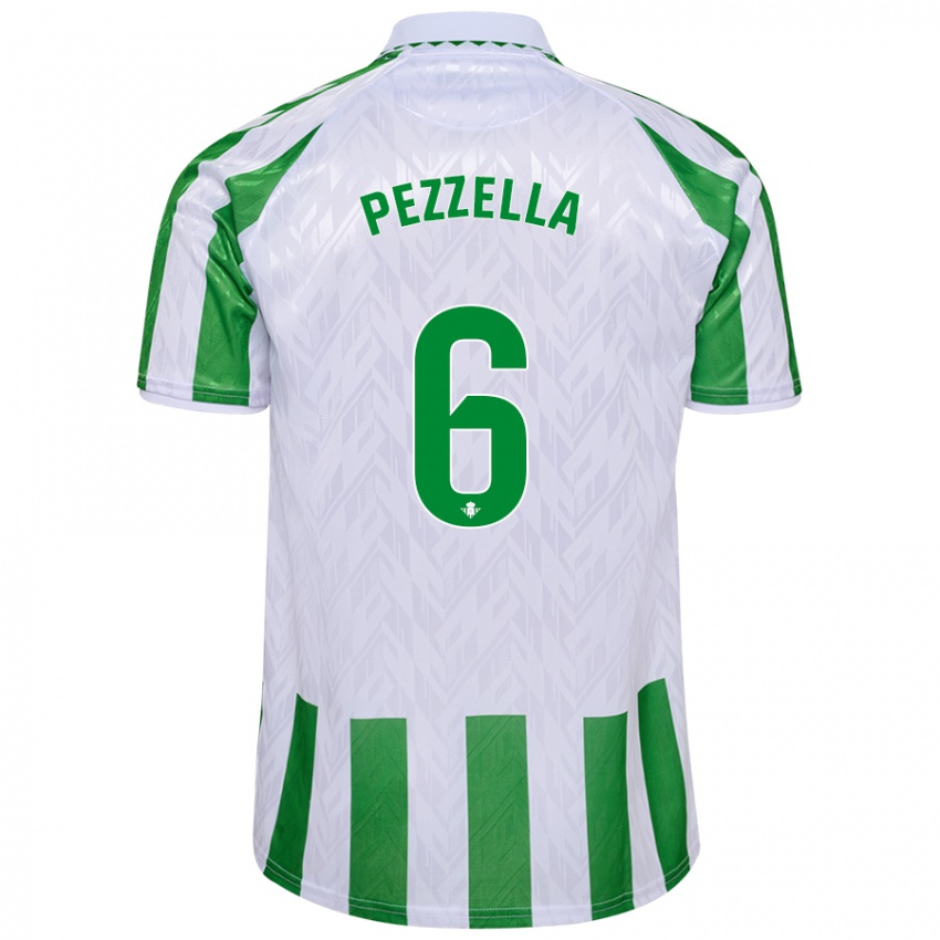 Heren German Pezzella #6 Groen Witte Strepen Thuisshirt Thuistenue 2024/25 T-Shirt België