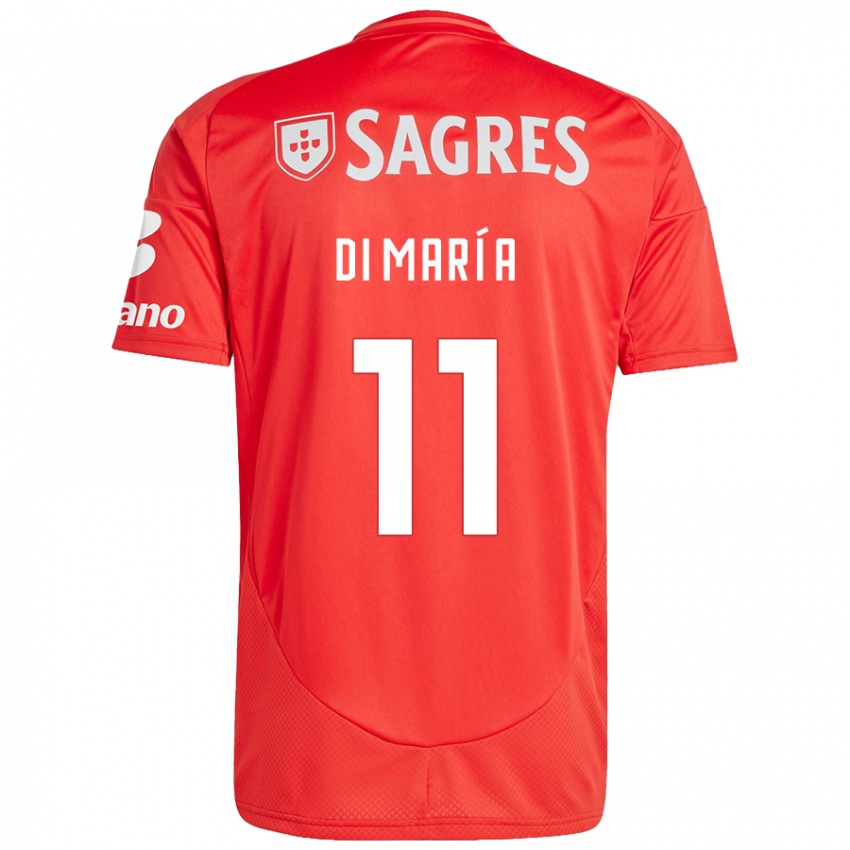 Homme Maillot Angel Di Maria #11 Rouge Blanc Tenues Domicile 2024/25 T-Shirt Belgique