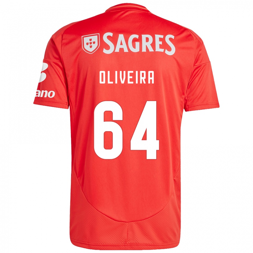 Homme Maillot Gonçalo Oliveira #64 Rouge Blanc Tenues Domicile 2024/25 T-Shirt Belgique