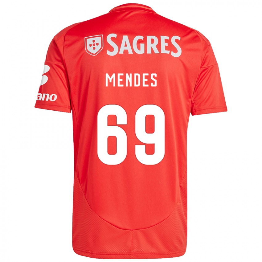 Homme Maillot Vladimir Mendes #69 Rouge Blanc Tenues Domicile 2024/25 T-Shirt Belgique