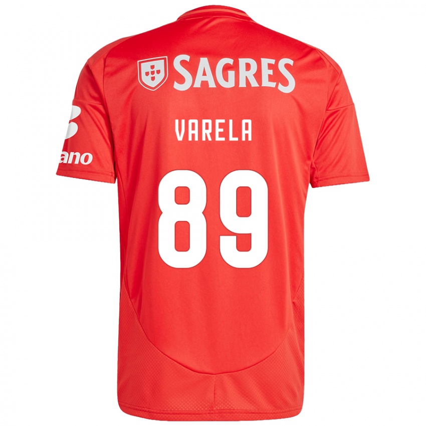 Homme Maillot Gustavo Varela #89 Rouge Blanc Tenues Domicile 2024/25 T-Shirt Belgique