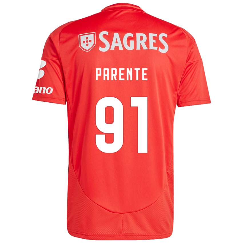 Homme Maillot Tiago Parente #91 Rouge Blanc Tenues Domicile 2024/25 T-Shirt Belgique