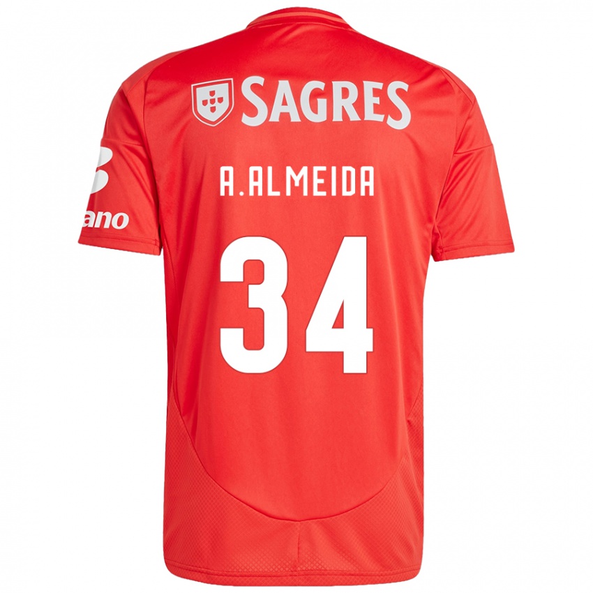 Homme Maillot Andre Almeida #34 Rouge Blanc Tenues Domicile 2024/25 T-Shirt Belgique