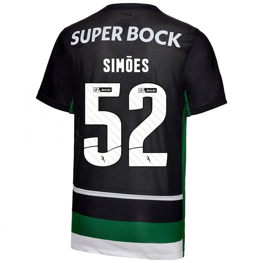 Homme Maillot João Simões #52 Noir Blanc Vert Tenues Domicile 2024/25 T-Shirt Belgique