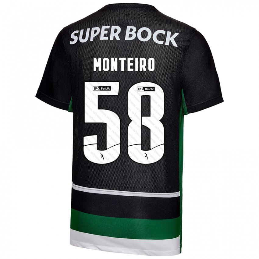 Homme Maillot David Monteiro #58 Noir Blanc Vert Tenues Domicile 2024/25 T-Shirt Belgique