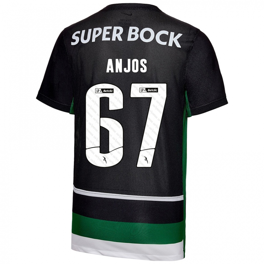 Homme Maillot Lucas Anjos #67 Noir Blanc Vert Tenues Domicile 2024/25 T-Shirt Belgique