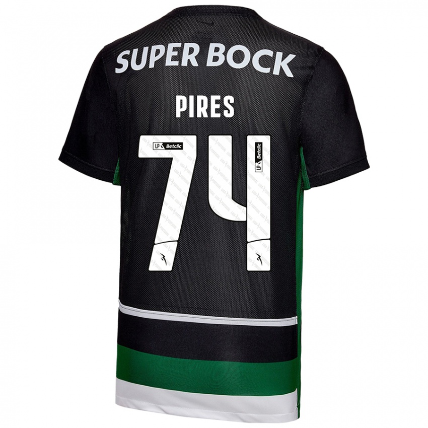 Homme Maillot Guilherme Pires #74 Noir Blanc Vert Tenues Domicile 2024/25 T-Shirt Belgique