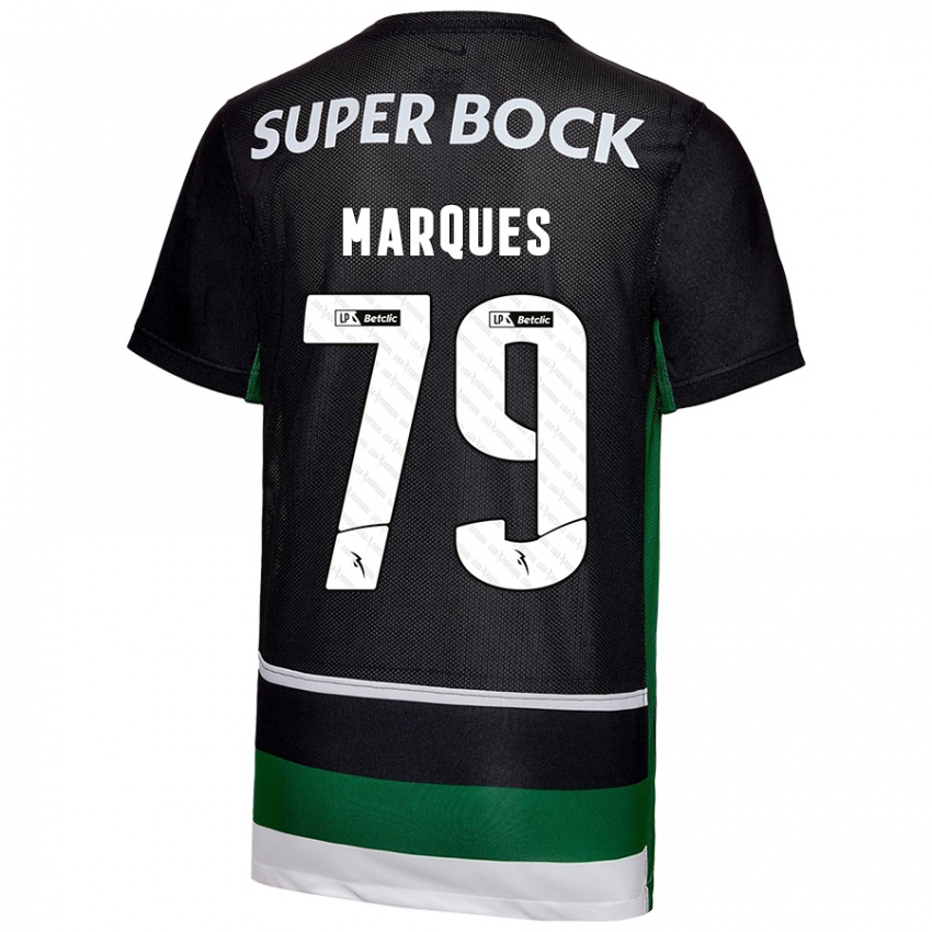 Homme Maillot Rodrigo Marquês #79 Noir Blanc Vert Tenues Domicile 2024/25 T-Shirt Belgique