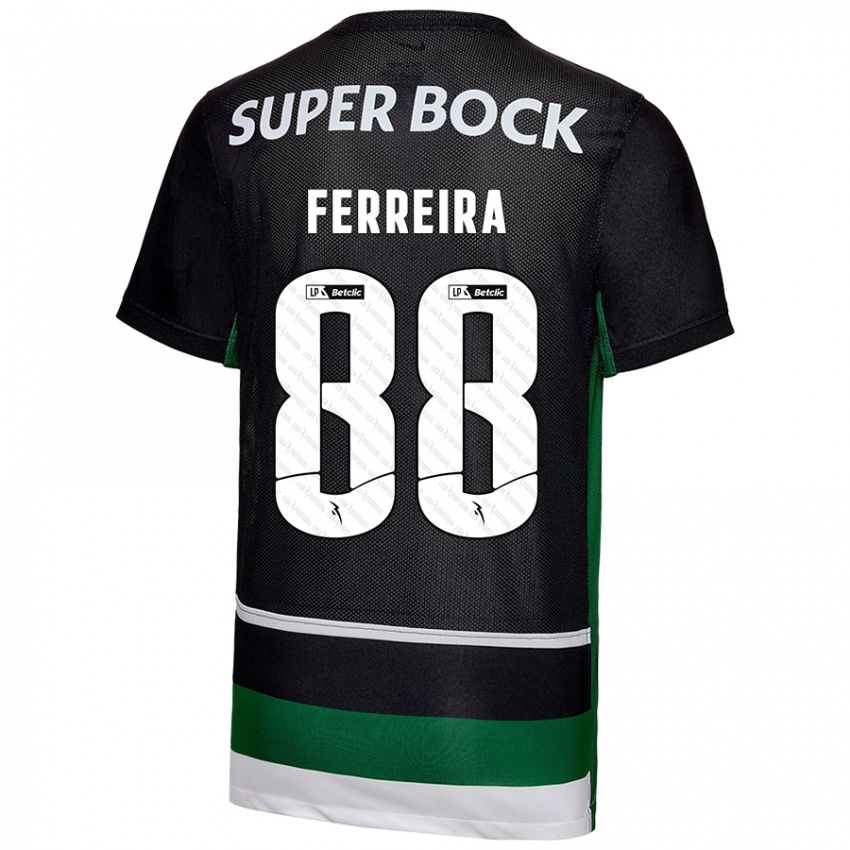 Homme Maillot Tiago Ferreira #88 Noir Blanc Vert Tenues Domicile 2024/25 T-Shirt Belgique