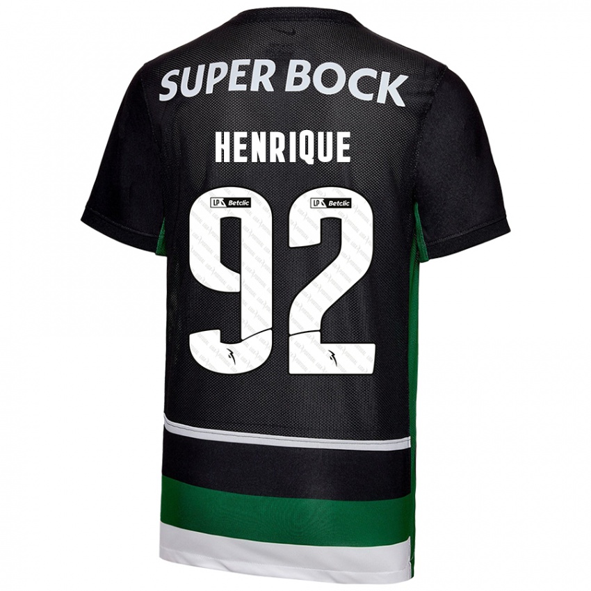 Homme Maillot Eduardo Henrique #92 Noir Blanc Vert Tenues Domicile 2024/25 T-Shirt Belgique